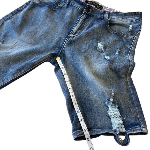 American Breed distressed denim jean shorts size 34 - Picture 12 of 14